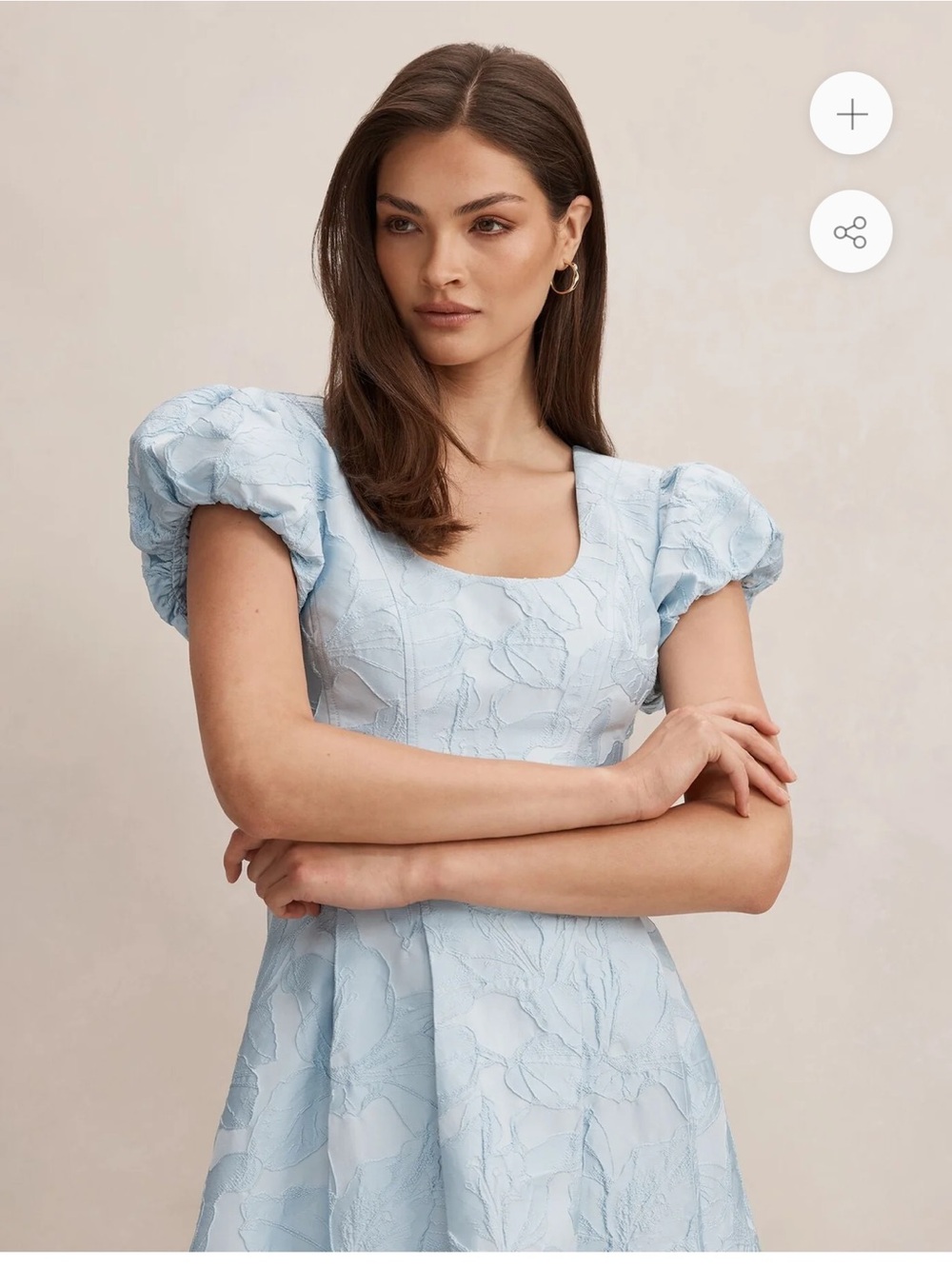 Forever New Lily Scoop Jacquard Blue Midi Dress with Textured Floral - Picture 3 of 8